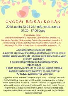 ÓVODAI BEIRATKOZÁS